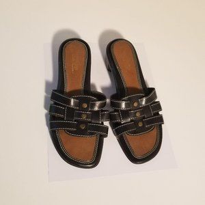 Montego Bay Club Sandals Size 7 Leather Black & Brown Women's Shoes